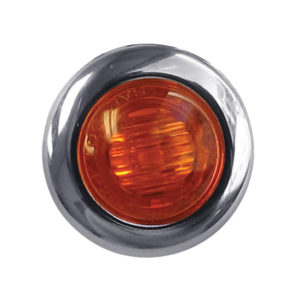1 3/16 Inch OD 3 Diode Bulkhead Style Amber LED Light W/ Amber Lens & Chrome Bezel