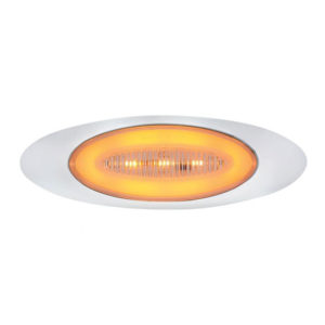 2 X 6 Inch M1 Style Amber GLO LED Marker Light W/ Clear Lens, 13 Diodes & Chrome Plastic Bezel