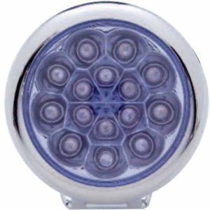 3 Inch 15 LED Round Auxiliary Light W/ Chrome Housing - Amber LED/ Clear Lens