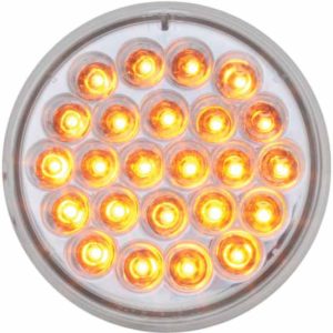4 Inch Round 24 Diode Amber LED Pearl Style Marker Light W/ Clear Lens