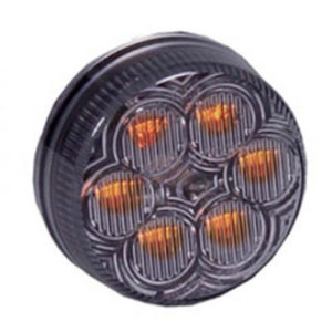 2 Inch Round Amber 6 Diode LED Clearance & Marker Light Clear Lens