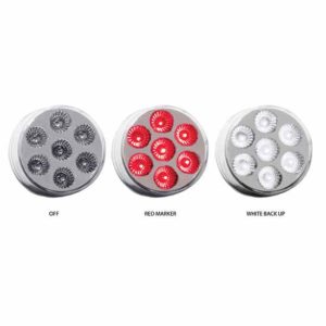 2 Inch Round 7 Diode Dual Revolution Red Turn To White Back-Up LED Light
