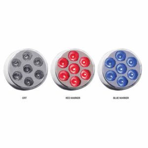 2 Inch Round 7 Diode Dual Revolution Red Marker To Blue Auxiliary LED Light