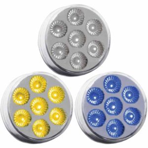2 Inch Round Amber Marker To Blue Auxiliary Dual Revolution LED Light W/ Clear Lens