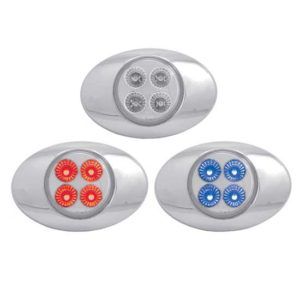 2 X 3 Inch 4 Diode Red Marker To Blue Auxiliary Dual Revolution LED M3 Style Light