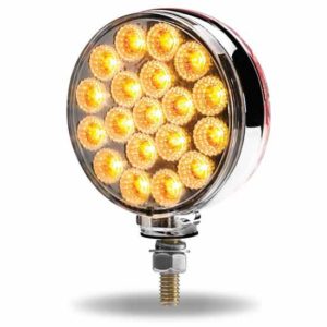 4 Inch Round Amber & Red Turn Signal Marker To Blue Auxiliary Double Face Dual Revolution LED Light