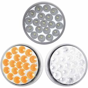 4 Inch Round Amber Marker To White Auxiliary Dual Revolution LED Light W/ Clear Lens