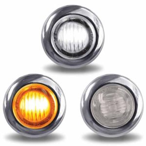 0.75 Inch Amber Marker To White Auxiliary Dual Revolution LED Mini Button Light W/ Clear Lens-2 Diode