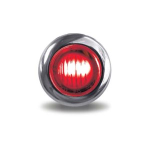 0.75 Inch Round Bulkhead Red Marker To Green Auxiliary Dual Revolution LED Light W/ Chrome Bezel & Clear Lens