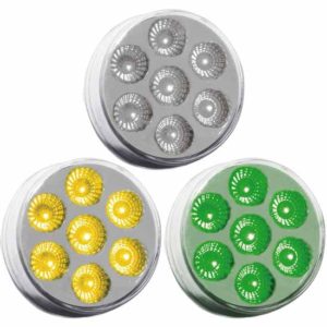 2 Inch Round Amber Marker To Green Auxiliary Dual Revolution LED Light W/ Clear Lens