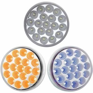 4 Inch 19 Diode Oval Dual Revolution Turn Signal To Blue Auxiliary LED Light W/ Clear Lens