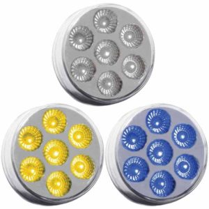 2.5 Inch Round Amber Marker To Blue Auxiliary Dual Revolution LED Light W/ Clear Lens