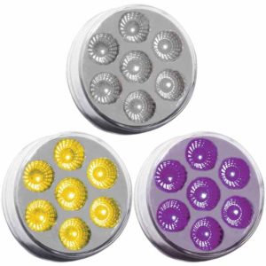 2.5 Inch Round Amber Marker To Purple Auxiliary Dual Revolution LED Light W/ Clear Lens