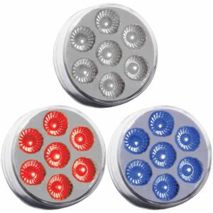 2.5 Inch Round Red Marker To Blue Auxiliary Dual Revolution LED Light W/ Clear Lens