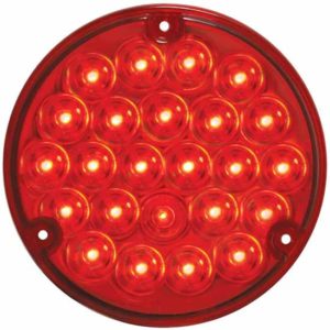 4 Inch Round Red LED Stop, Turn & Tail Light W/ 24 Diodes And Red Lens