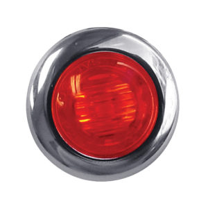 1 3/16 Inch OD 3 Diode Bulkhead Style Red LED Light W/ Red Lens & Chrome Bezel