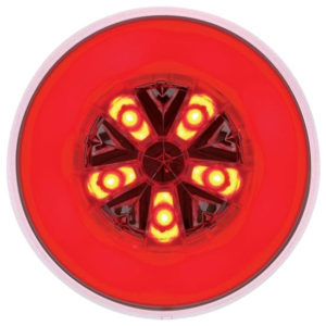4 Inch Round 18 Diode GLO Red LED Light Red Lens