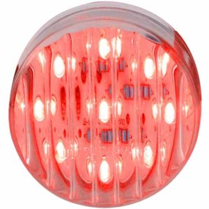2 Inch 9 Diode Red LED Clearance & Marker Light W/ Ribbed Clear Lens - Sold Each
