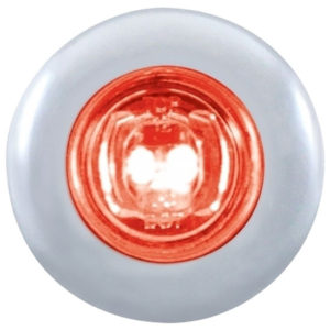 2 Diode Red LED Mini Bulkhead Marker Light Clear Lens W/ Stainless Steel Bezel