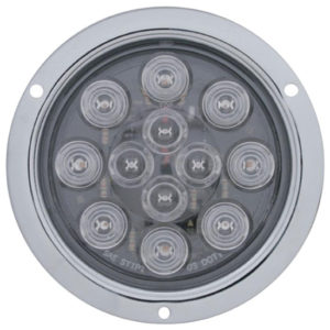 4 Inch Round Deep Dish Stop, Turn & Tail Light - 12 Red LED W/ Clear Bubble Lens & Stainless Steel Housing