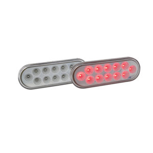 12 Diode Oval Red LED Stop, Tail & Turn Light Clear Lens