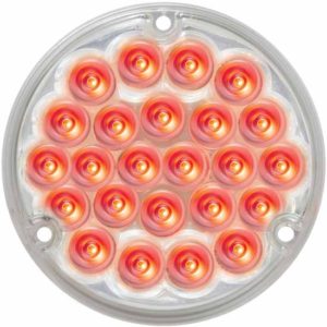 4 Inch 24- Pearl LED Stop, Turn, Tail Load Light - Red LED / Clear Lens W/ 1156 Female Plug