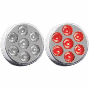 2.5 Inch Round Red LED Marker Light W/ 7 Diodes & Clear Lens