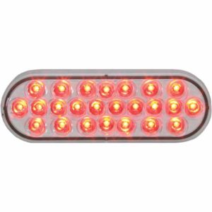 Oval Pearl 24 LED 6 1/2 Inch Sealed Light, Red LED / Clear Lens