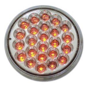 4 Inch Round LED Light Red/Clear Pearl Style