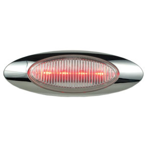 4 LED M1 Millennium Marker Light W/ Chrome Bezel - Red LED/ Clear Lens