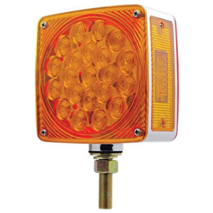 Double Face Amber / Red Square LED Turn Signal Light, Single Stud, Driver Side