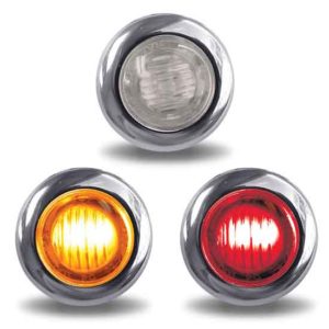 0.75 Inch Amber Marker To Red Auxiliary Dual Revolution LED Mini Button Light W/ Clear Lens-2 Diode