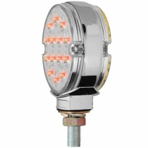 3 Inch 28 LED Round Double Faced Pearl Pedestal Light - Amber & Red LED/ Clear Lens