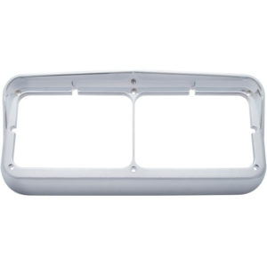 Chrome Dual Rectangular  Headlight Bezel W/ Visor For Freightliner, Kenworth, Peterbilt, Western Star