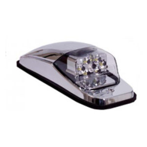 8 Diode Amber LED Rectangular Chrome Cab Light Clear Lens