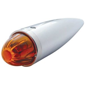 Chrome Torpedo Style Cab Light W/ Watermelon Style Glass Lens - Amber LED/ Dark Amber Lens