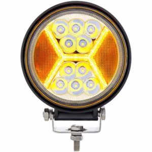 4.5 Inch Round 24 Diode High Power LED Work Light W/ X Amber Light Guide