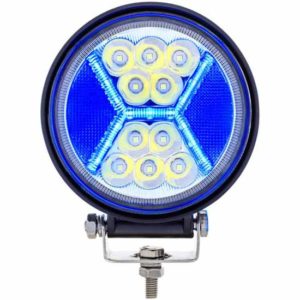 4.5 Inch Round 24 Diode High Power LED Work Light W/ X Blue Light Guide