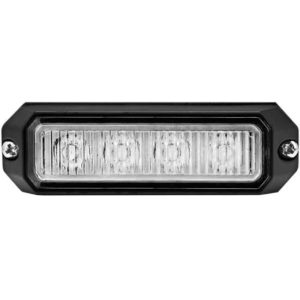 4 Diode Slim Surface-Mount Amber LED Clear Lens Strobe Light W/ 36 Patterns, Rectangle Edges