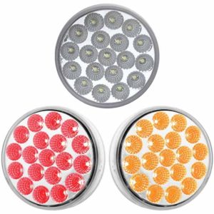 4 Inch Red Stop, Turn & Tail To Amber Strobe LED Dual Revolution Light W/ Clear Lens