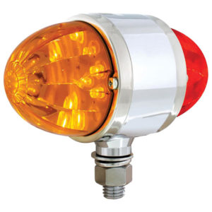 17 LED Double Face Auxiliary Cab Light W/ Watermelon Style Lens - Amber & Red LED/ Amber & Red Lens
