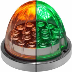 3.50 X 2.75 Inch Watermelon Marker-Turn Amber-Clear-Green Auxiliary Light W/ 19 Diodes, Clear Lens & Chrome Ring