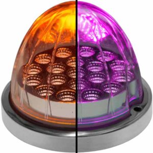 3.50 X 2.75 Inch Watermelon Marker-Turn Amber-Clear-Purple Auxiliary Light W/ 19 Diodes, Clear Lens & Chrome Ring