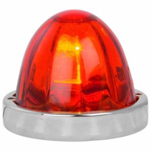 Red Flush Mount Large Glass Marker Light Kit With Stainless Steel Bezel W/ Watermelon Glass Lens