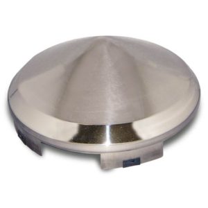 Stainless Steel Pointed Front Hubcap W/ 1 Inch Lip, 6 Notches & 4 Clips
