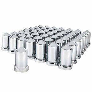 33MM X 3.1875 Inch Chrome Plastic Pointed Push-On Nut Cover With Flange - 60 Pack