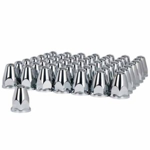 33MM X 2.625 Inch Chrome Plastic Bullet Push-On Nut Cover With Flange - 60 Pack