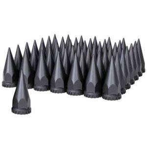 33MM X 4.75 Inch Matte Black Plastic Spike Thread-On Nut Cover With Flange - 60 Pack