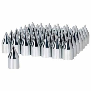 33MM X 3.125 Inch Chrome Plastic Spike Push-On Nut Cover - 60 Pack