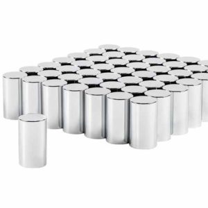 33MM X 3.5 Inch Chrome Plastic Push-On Cylinder Nut Cover - 60 Pack